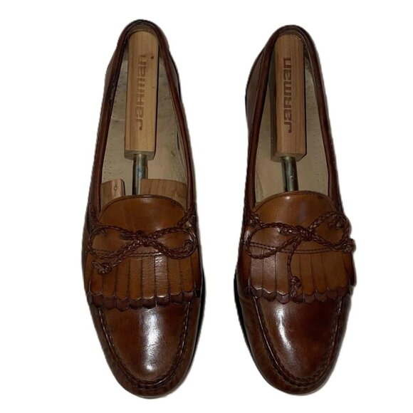 Allen Edmonds Woodstock Kiltie Loafers Brown Leather Slip On Dress Shoes Mens Si - Picture 1 of 7